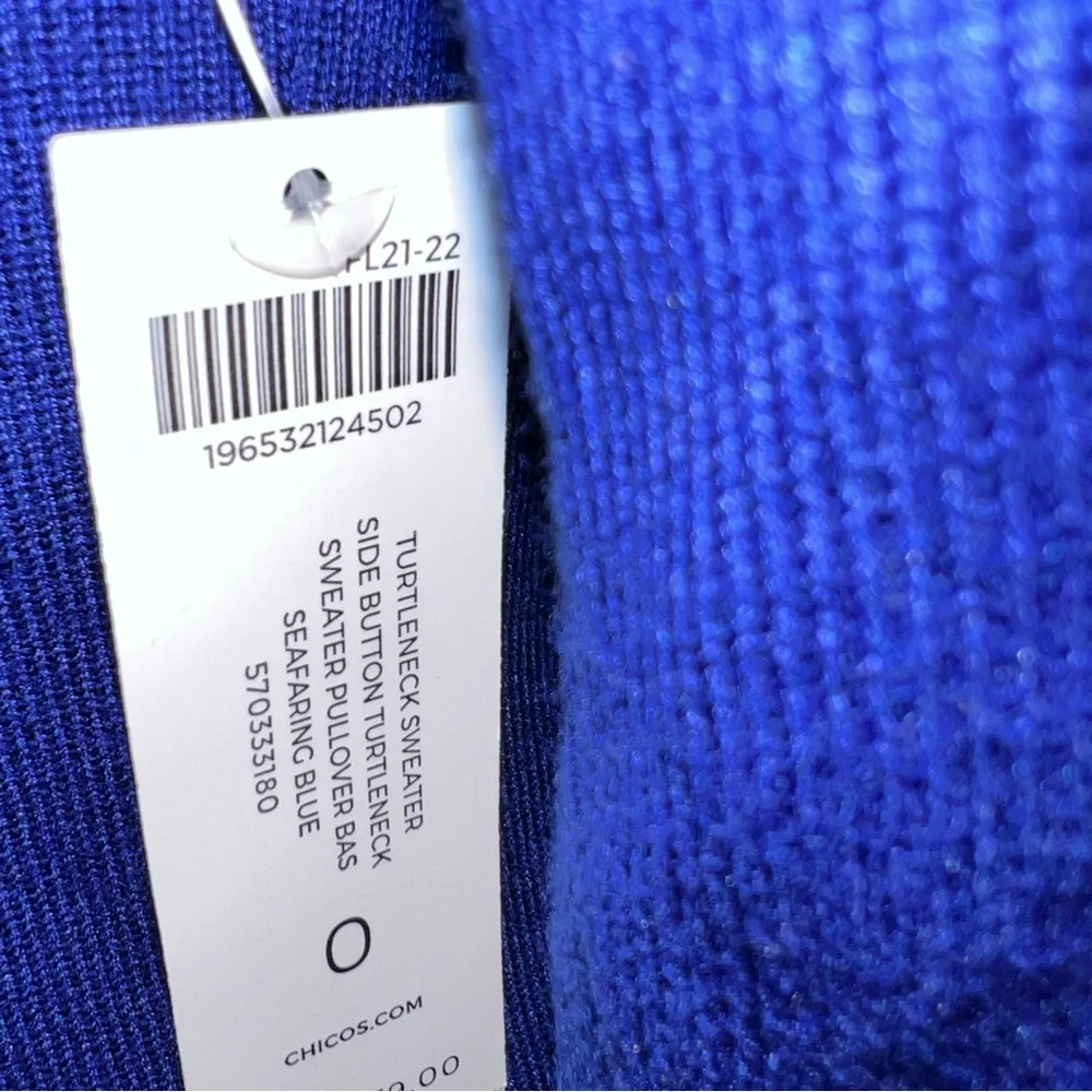 Chico's Sapphire Blue Turtleneck Sweater NWT Size Small - Picture 7 of 8